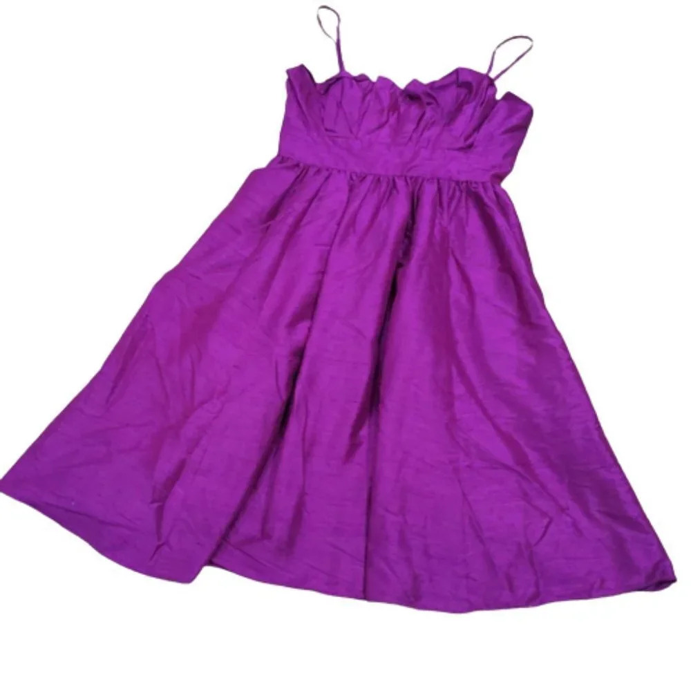 Watters & Watters Purple Silk Spaghetti Strap Ruffle Sweetheart Dress‎ Size 10